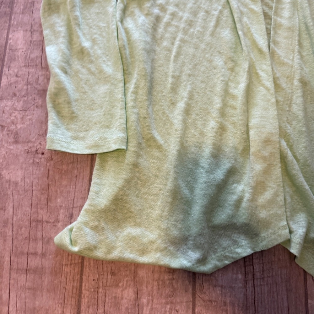 J. Jill Love Linen Cardigan XL Lime Green Open Front Asymmetrical Hem 100% Linen - Picture 8 of 8